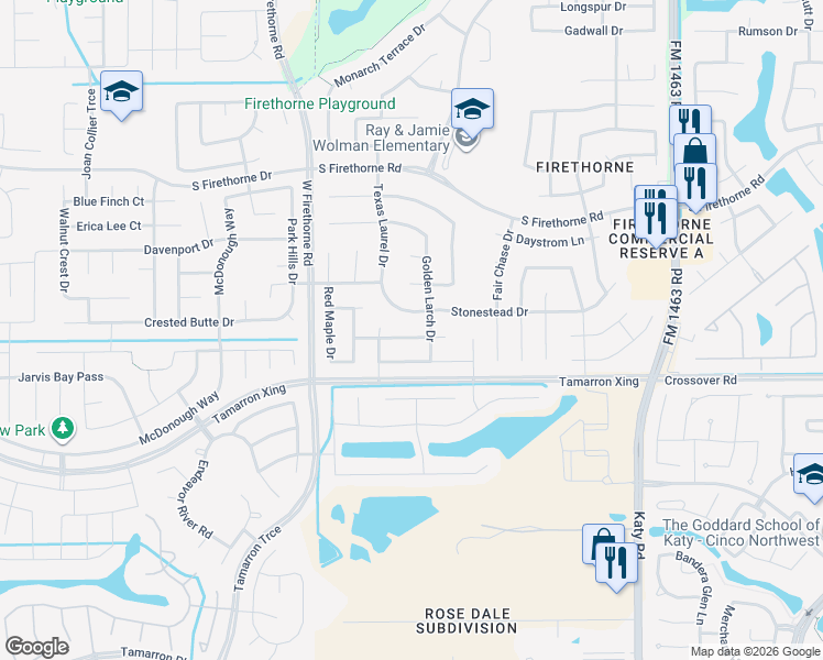 map of restaurants, bars, coffee shops, grocery stores, and more near 28514 Spiceberry Drive in Katy
