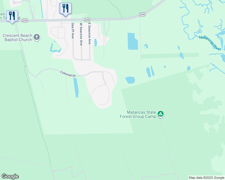 map of restaurants, bars, coffee shops, grocery stores, and more near 6924 Cypress Spring Court in St. Augustine