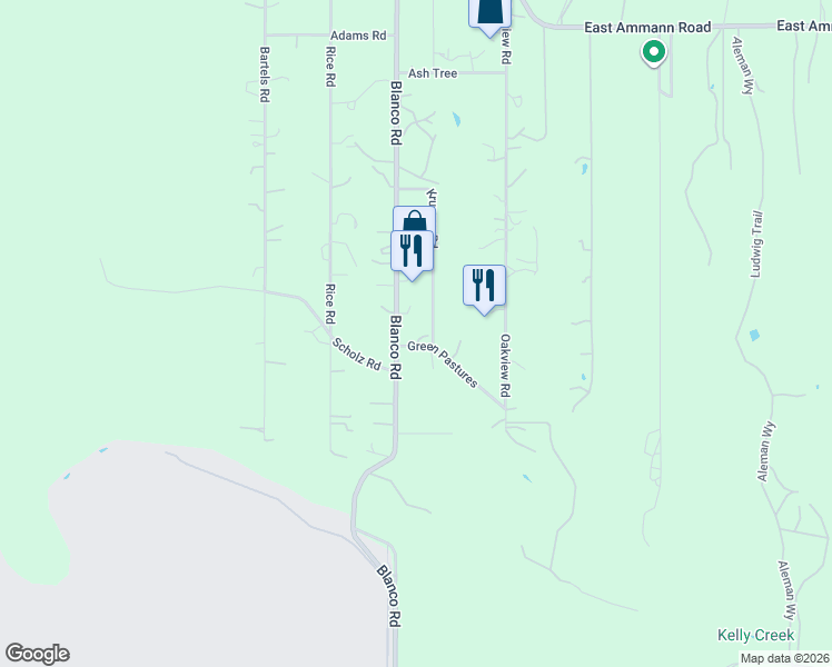 map of restaurants, bars, coffee shops, grocery stores, and more near 30620 Blanco Road in Bulverde