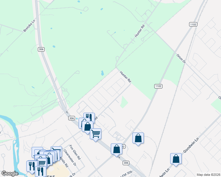 map of restaurants, bars, coffee shops, grocery stores, and more near 2221 Windswept Way in New Braunfels