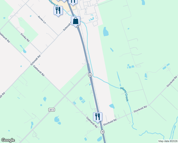 map of restaurants, bars, coffee shops, grocery stores, and more near North Highway 36 in Sealy