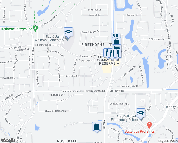 map of restaurants, bars, coffee shops, grocery stores, and more near 2826 Chalet Ridge Drive in Katy