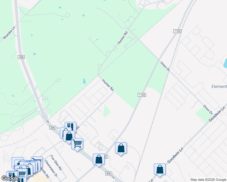map of restaurants, bars, coffee shops, grocery stores, and more near 2533 Hunter Road in New Braunfels