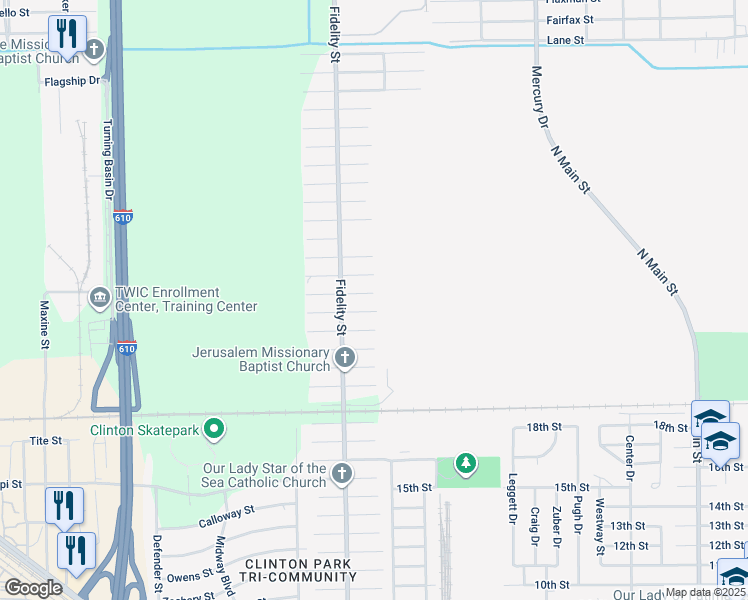 map of restaurants, bars, coffee shops, grocery stores, and more near 9815 Turnbow Street in Houston