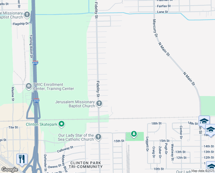 map of restaurants, bars, coffee shops, grocery stores, and more near 9815 Turnbow Street in Houston