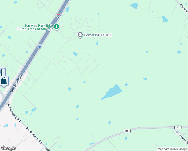 map of restaurants, bars, coffee shops, grocery stores, and more near North Interstate 35 Frontage Road in New Braunfels