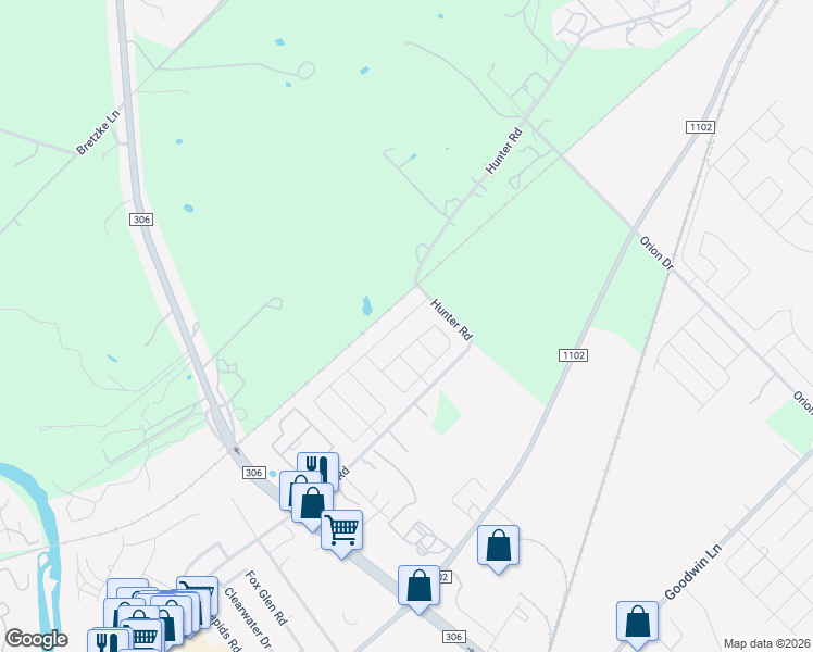map of restaurants, bars, coffee shops, grocery stores, and more near 2533-2699 Hunter Road in New Braunfels