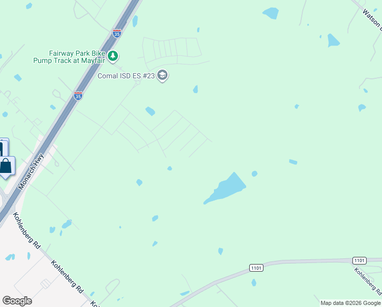 map of restaurants, bars, coffee shops, grocery stores, and more near North Interstate 35 Frontage Road in New Braunfels