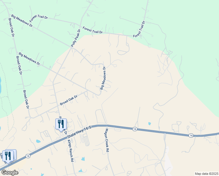 map of restaurants, bars, coffee shops, grocery stores, and more near 1020 Big Meadows Drive in Bandera