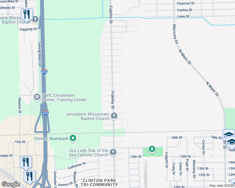 map of restaurants, bars, coffee shops, grocery stores, and more near 9815 Turnbow Street in Houston