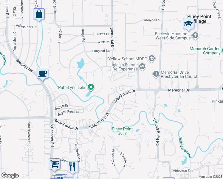 map of restaurants, bars, coffee shops, grocery stores, and more near 12 Knipp Road in Houston