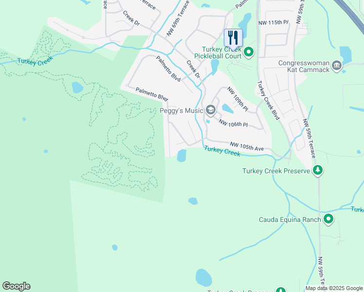 map of restaurants, bars, coffee shops, grocery stores, and more near 6821 Northwest 105th Lane in Alachua