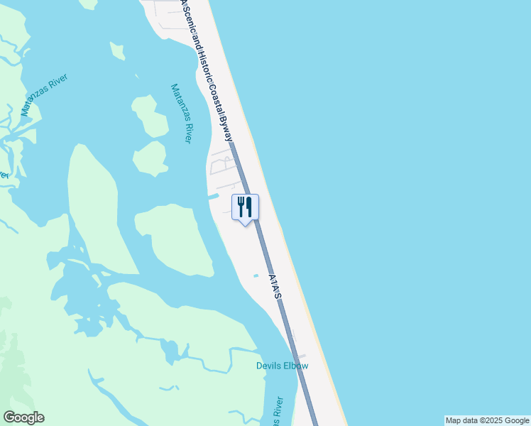 map of restaurants, bars, coffee shops, grocery stores, and more near 7566 A1A South in Saint Augustine