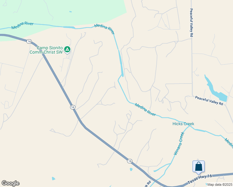 map of restaurants, bars, coffee shops, grocery stores, and more near 7386 Texas 16 in Bandera