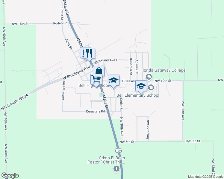 map of restaurants, bars, coffee shops, grocery stores, and more near 930 South Main Street in Bell