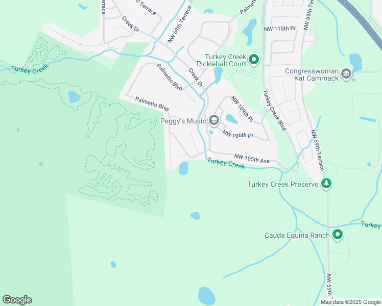map of restaurants, bars, coffee shops, grocery stores, and more near 6821 Northwest 105th Lane in Alachua