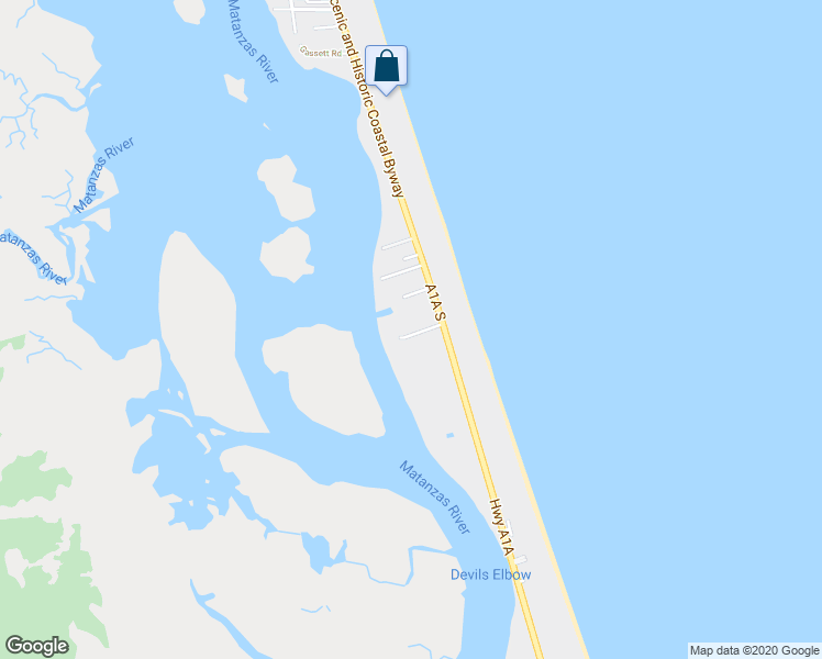 map of restaurants, bars, coffee shops, grocery stores, and more near 7573 A1A South in St. Augustine