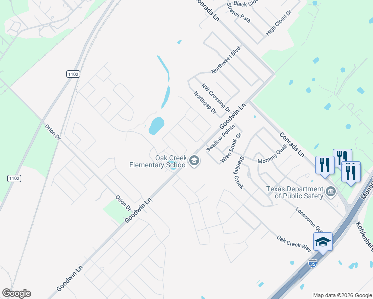 map of restaurants, bars, coffee shops, grocery stores, and more near 3066 Abens in New Braunfels