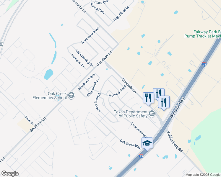 map of restaurants, bars, coffee shops, grocery stores, and more near 364 Solitaire Path in New Braunfels