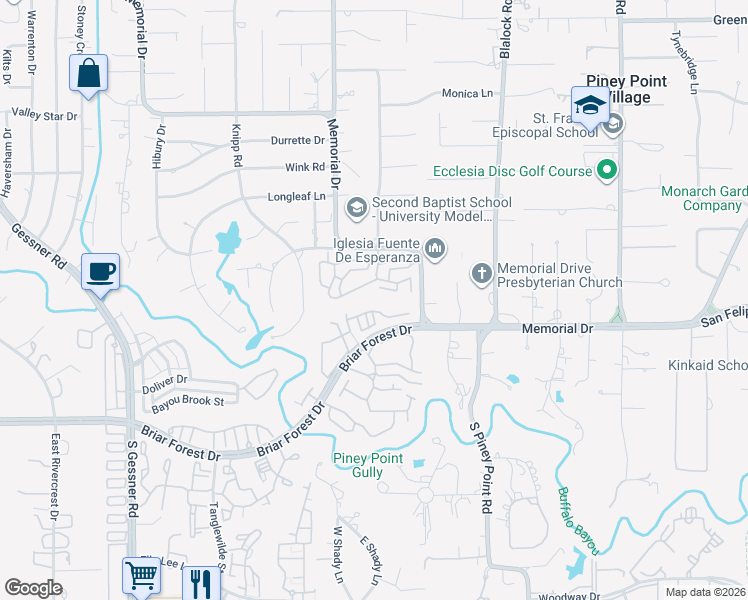 map of restaurants, bars, coffee shops, grocery stores, and more near 316 Sugar Berry Circle in Houston