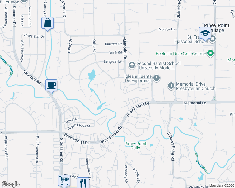 map of restaurants, bars, coffee shops, grocery stores, and more near 30 Knipp Road in Houston