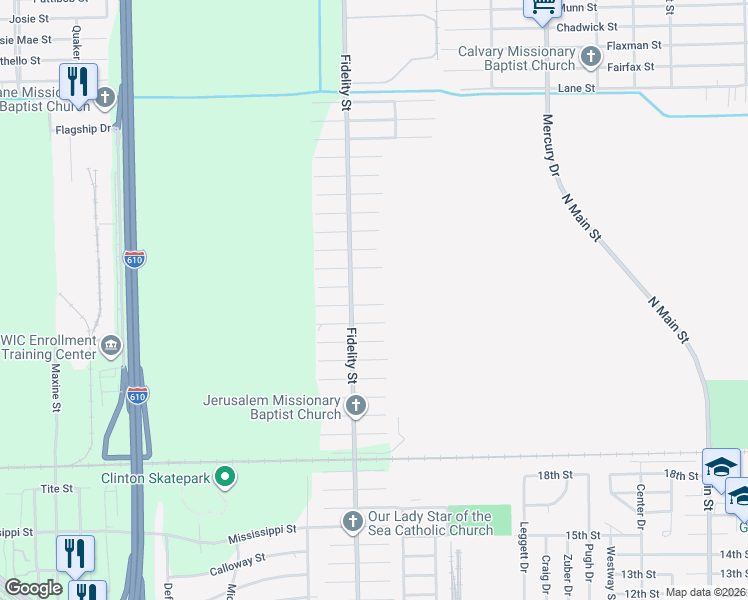 map of restaurants, bars, coffee shops, grocery stores, and more near 9821 Stedman Street in Houston