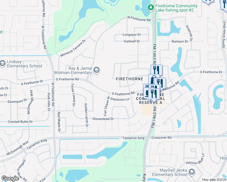 map of restaurants, bars, coffee shops, grocery stores, and more near 28247 Crossprairie Drive in Katy
