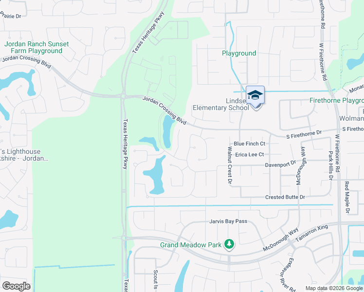 map of restaurants, bars, coffee shops, grocery stores, and more near Erica Lee Court in Katy
