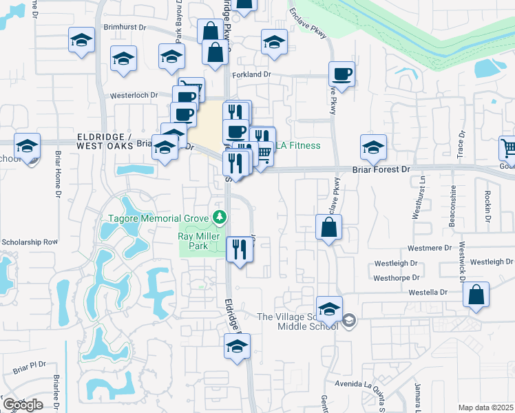 map of restaurants, bars, coffee shops, grocery stores, and more near 510 Westgreen Blvd in Katy
