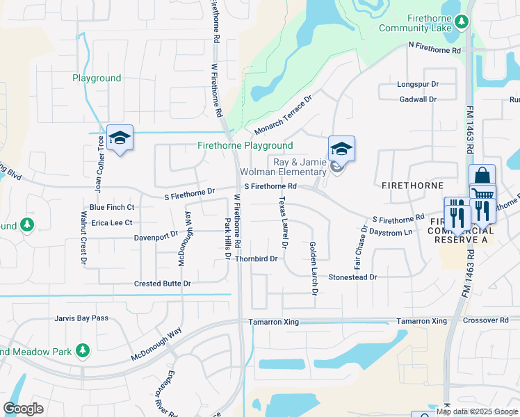 map of restaurants, bars, coffee shops, grocery stores, and more near 28623 Blue Holly Lane in Katy