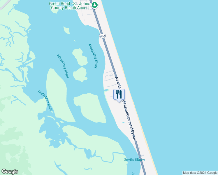 map of restaurants, bars, coffee shops, grocery stores, and more near 120 Sunset Harbor Way in St. Augustine