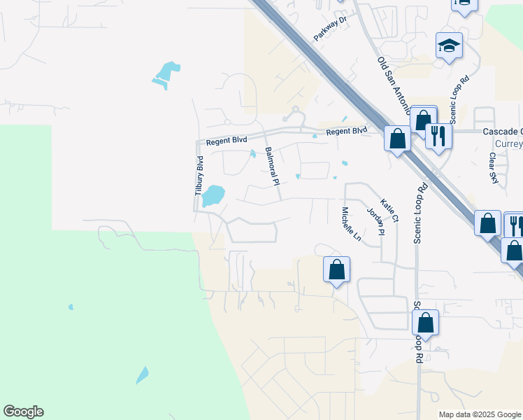 map of restaurants, bars, coffee shops, grocery stores, and more near 118 Telford Way in Boerne