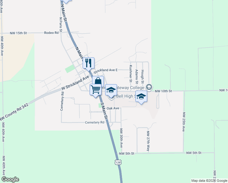 map of restaurants, bars, coffee shops, grocery stores, and more near 18 County Road in Bell