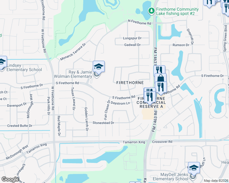 map of restaurants, bars, coffee shops, grocery stores, and more near 28247 Crossprairie Drive in Katy
