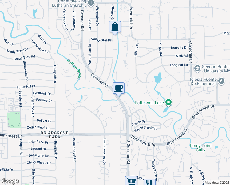 map of restaurants, bars, coffee shops, grocery stores, and more near 2 Gessner Road in Houston