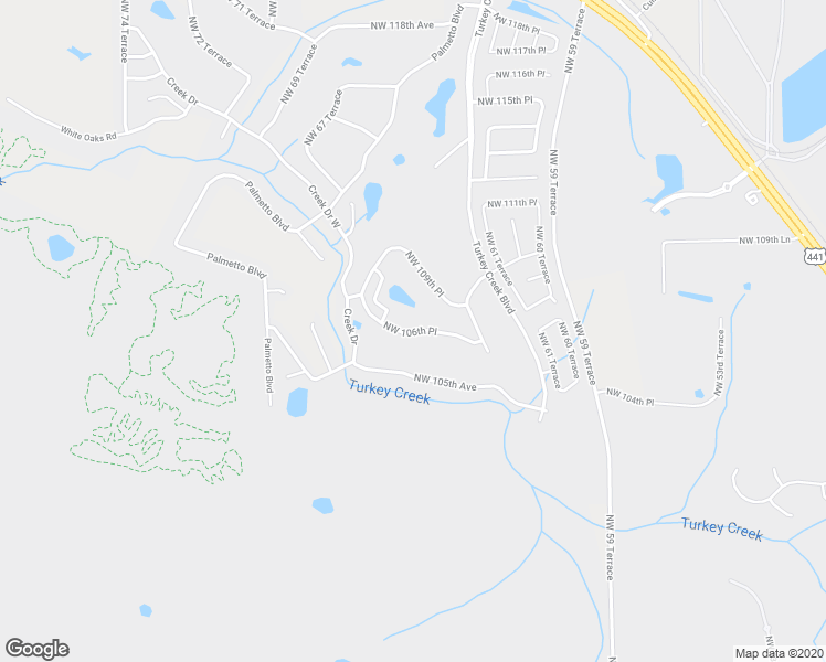 map of restaurants, bars, coffee shops, grocery stores, and more near 6448-7140 Northwest 106th Place in Alachua