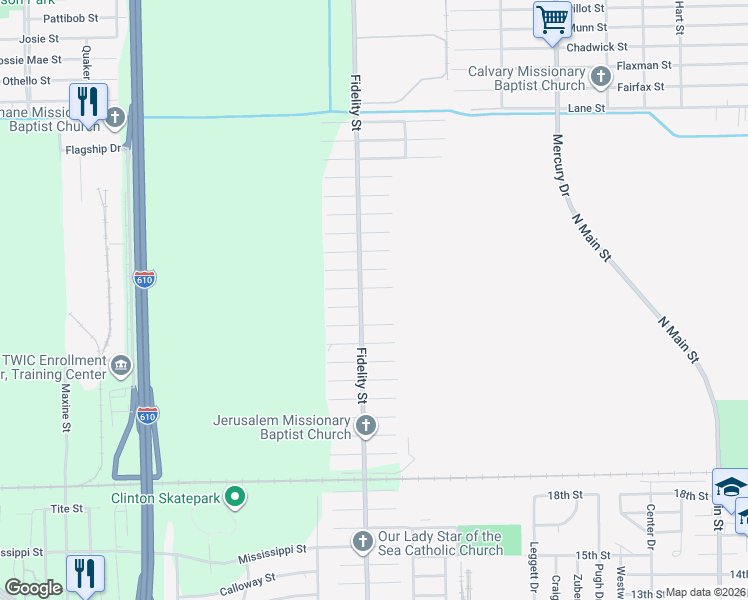 map of restaurants, bars, coffee shops, grocery stores, and more near 9821 Stedman Street in Houston