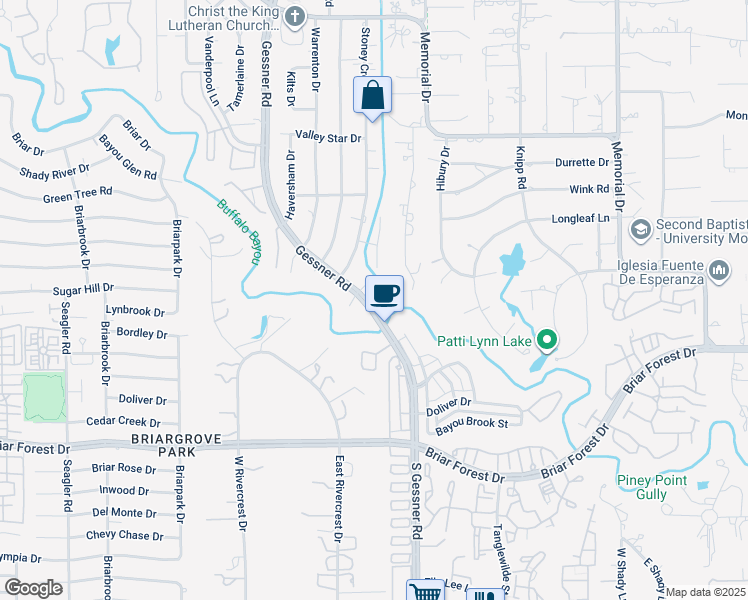 map of restaurants, bars, coffee shops, grocery stores, and more near 2 Gessner Road in Houston