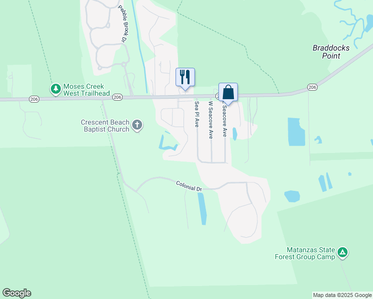 map of restaurants, bars, coffee shops, grocery stores, and more near 271 Lost Lake Drive in St. Augustine