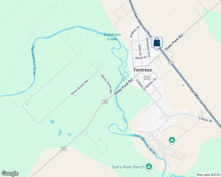 map of restaurants, bars, coffee shops, grocery stores, and more near 17062 Farm to Market 20 in Kingsbury