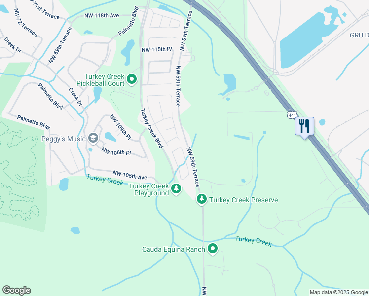 map of restaurants, bars, coffee shops, grocery stores, and more near 10610 Northwest 60 Terrace in Alachua