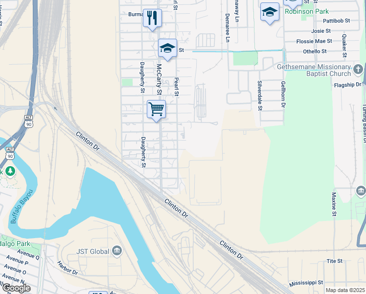 map of restaurants, bars, coffee shops, grocery stores, and more near 8212 Masterson Street in Houston