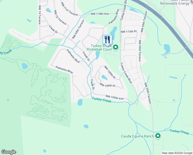 map of restaurants, bars, coffee shops, grocery stores, and more near 10804 Northwest 65 Way in Alachua
