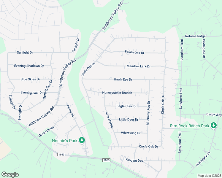 map of restaurants, bars, coffee shops, grocery stores, and more near 5139 Honeysuckle Branch in Bulverde