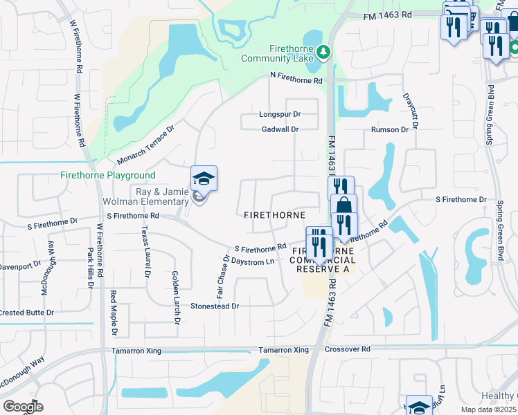 map of restaurants, bars, coffee shops, grocery stores, and more near 2539 Pepperidge Drive in Katy