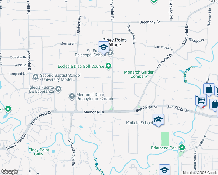 map of restaurants, bars, coffee shops, grocery stores, and more near 6 Chuckanut Lane in Houston
