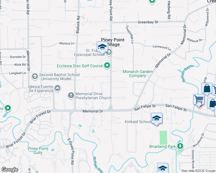 map of restaurants, bars, coffee shops, grocery stores, and more near 6 Chuckanut Lane in Houston