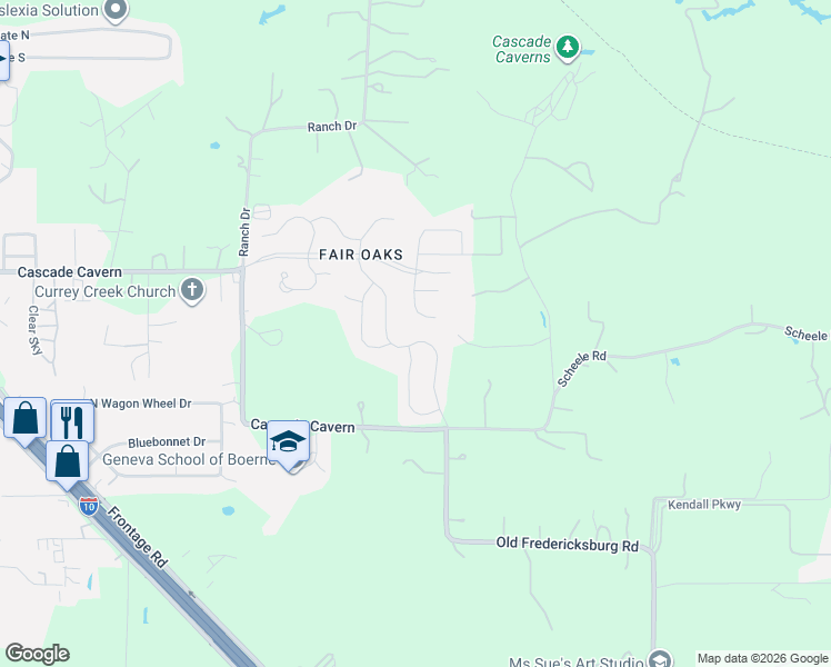 map of restaurants, bars, coffee shops, grocery stores, and more near 101 Inverness in Boerne