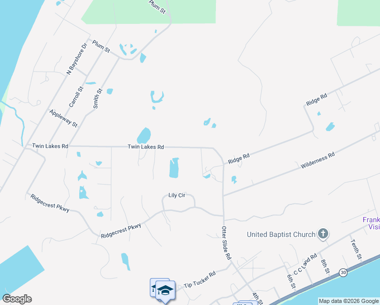 map of restaurants, bars, coffee shops, grocery stores, and more near 1 Bear Run Road in Eastpoint