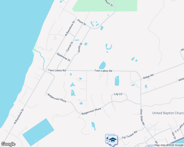 map of restaurants, bars, coffee shops, grocery stores, and more near 196 Twin Lakes Road in Eastpoint